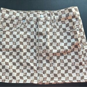 Madewell Brown Checkered Patterned Women's Skirt